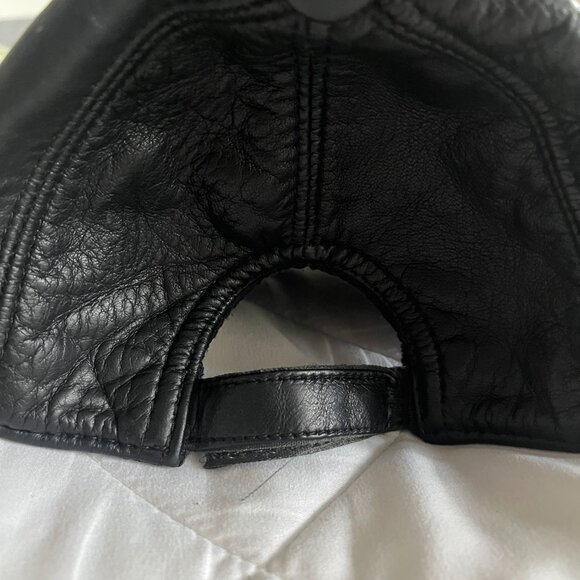 Black leather baseball cap - Picture 2 of 3